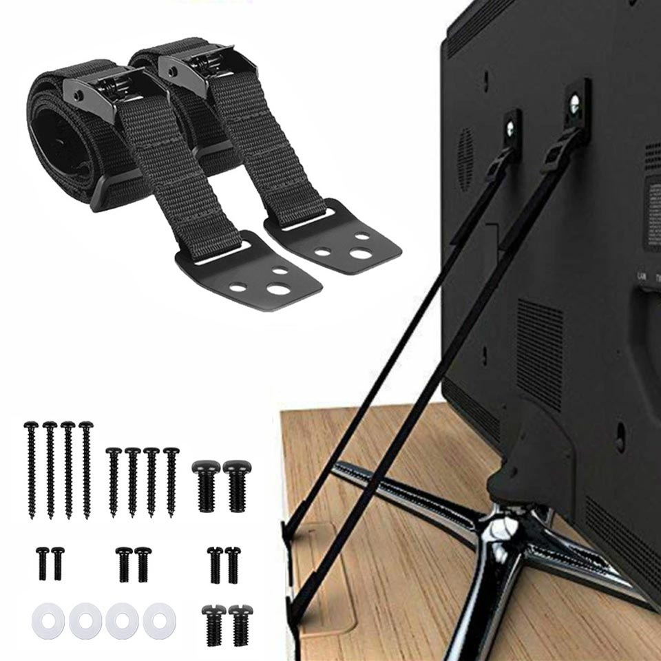 Furniture Hardware Products - 2 Pack Adjustable TV Safety Straps,No-Drill