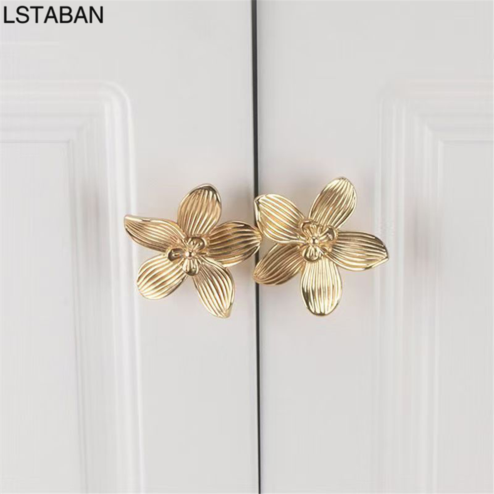 Flower Shape Solid Gold Kitche - Drawer Pull Gold recension och pris